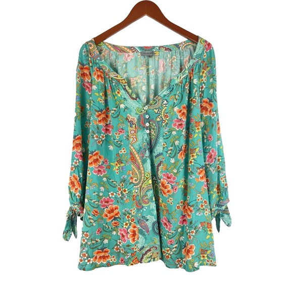 Figueroa & Flower Tops - NWT Figueroa & Flower Women's 3X Mixed Print Tunic Top Paisley Floral Boho